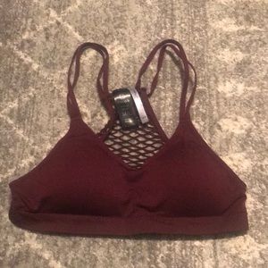 Sexy maroon yoga bra with mesh back